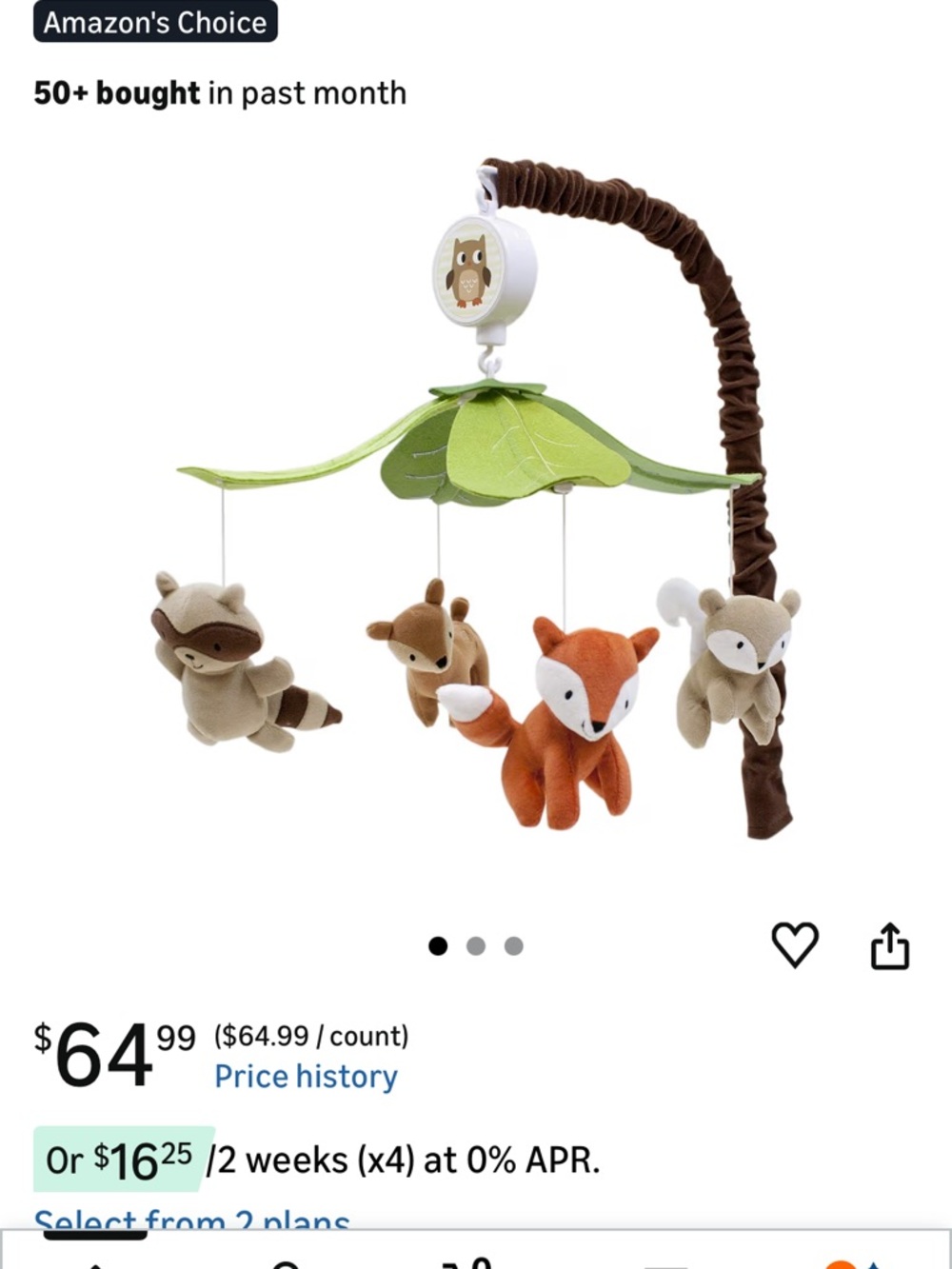 Lambs & Ivy Woodland Tales Multicolor Forest Animals Musical Baby Crib Mobile
